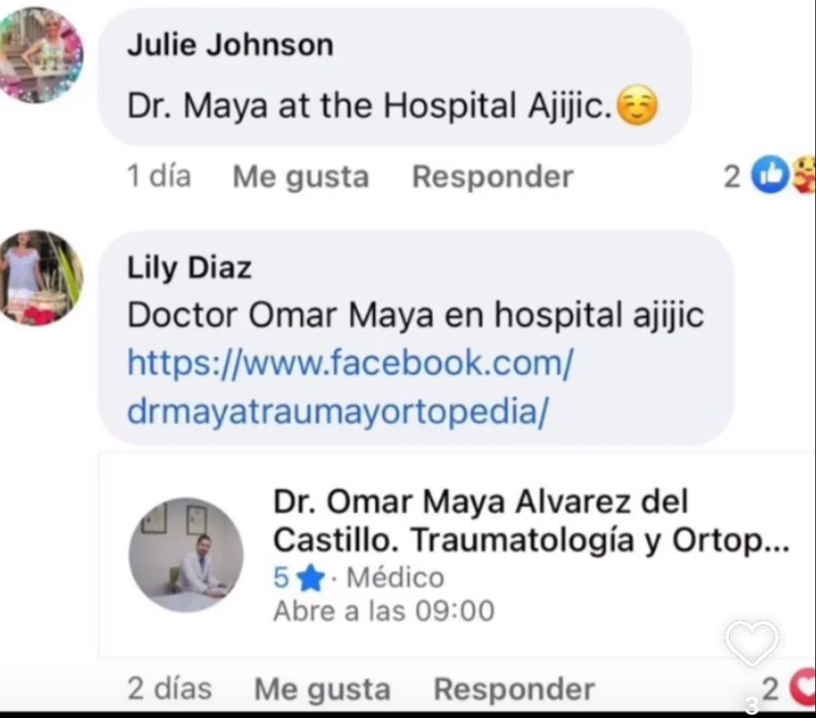 Reseña de paciente en Facebook 3
